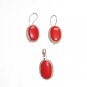 ER112 Coral Pendant and Earrings Set in Sterling Silver