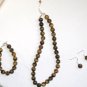 ST304 Tiger's Eye Necklace, Bracelet and Earrings Set in Sterling Silver