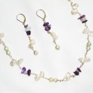 ST604  Pearl Necklace, Bracelet  and Earrings Set in Sterling Silver