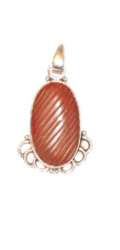 PN119 Carved Red Jasper Pendant