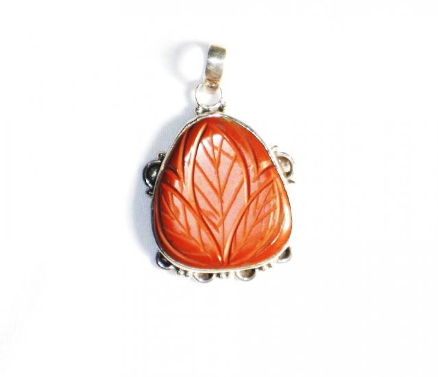 PN130 Carved Red Jasper Pendant