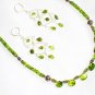 ST592 Peridot Necklace and Earrings Set in Sterling Silver
