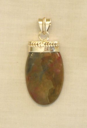 PN405 Unakite Pendant in Sterling Silver