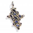 ST217       Blue Cuboc Zirconia Pendant in Sterling Silver
