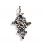 ST217       Blue Cuboc Zirconia Pendant in Sterling Silver