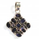 ST222       Blue Cuboc Zirconia Pendant in Sterling Silver