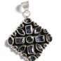 ST224       Blue Cuboc Zirconia Pendant in Sterling Silver