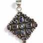 ST224       Blue Cuboc Zirconia Pendant in Sterling Silver