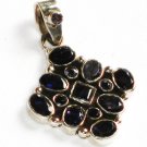 ST230       Blue Cuboc Zirconia Pendant in Sterling Silver