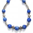 ST040      Blue Jasper Necklace in Sterling Silver