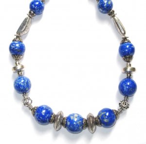 ST040      Blue Jasper Necklace in Sterling Silver