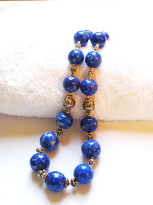 ST105     Blue Jasper Necklace in Sterling Silver