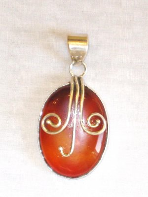 PN414 Carnelian Pendant in Sterling Silver