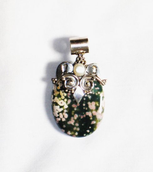 PN181 Dalmation Jasper Pendant in Sterling Silver