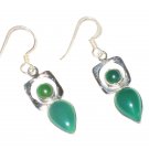 ST387      Green Onyx Earrings in Sterling Silver