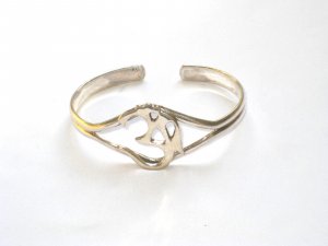 AQ181  Antique Om Silver Bracelet in Sterling Silver