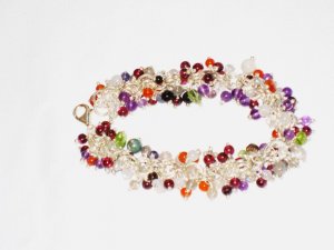 ST167       Mixed Stones Bracelet in Sterling Silver