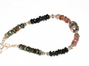 ST185       Mixed Stones Bracelet in Sterling Silver