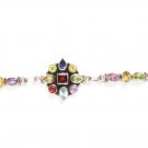 ST214       Cut Stone Mixed Stones Bracelet in Sterling Silver