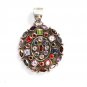 ST211       Cut Stone Mixed Stones Pendant in Sterling Silver