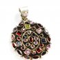 ST211       Cut Stone Mixed Stones Pendant in Sterling Silver