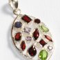 ST239       Cut Stone Mixed Stones Pendant in Sterling Silver