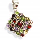 ST240       Cut Stone Mixed Stones Pendant in Sterling Silver