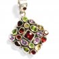 ST240       Cut Stone Mixed Stones Pendant in Sterling Silver