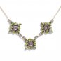 ST244       Peridot and Amethyst Cut Stone Necklace in Sterling Silver
