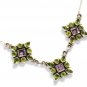 ST244       Peridot and Amethyst Cut Stone Necklace in Sterling Silver