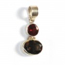 ST253       Garnet and Smoky Quartz Cut Stone Pendant in Sterling Silver