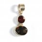 ST253       Garnet and Smoky Quartz Cut Stone Pendant in Sterling Silver