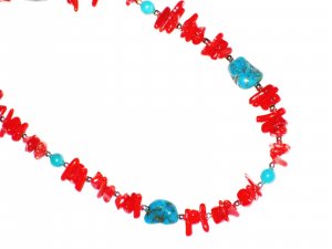 ST560       Coral and Turquoise  Sets in Sterling Silver