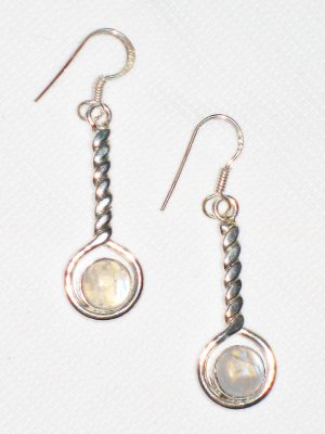ST390       Moonstone  Earrings in Sterling Silver