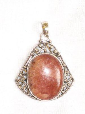 PN063       Pink Opal Pendant in Sterling Silver