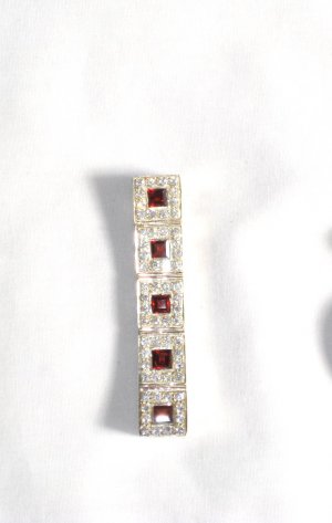 PN204       Ruby and CZ Pendant in Sterling Silver