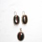 ER113       Tiger Iron Earring and Pendant Set in Sterling Silver