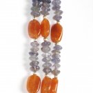 ST001       Purple Jade and Carnelian Bracelet in Sterling Silver