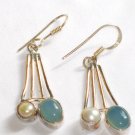 ER072       Chalcedony and Pearl Earrings in Sterling Silver