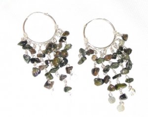 ST383       Mixed Stones  Earrings in Sterling Silver