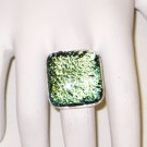 RG004       Dichroic Glass Ring in Sterling Silver, Size 7