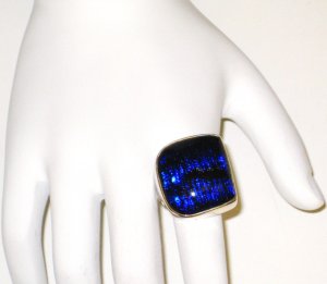 RG011       Dichroic Glass Ring in Sterling Silver, Size 6
