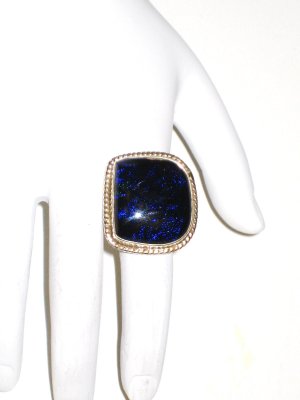 RG044       Dichroic Glass Ring in Sterling Silver, Size 6