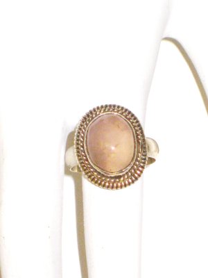 RG024       Rose Quartz Ring in Sterling Silver, Size 6