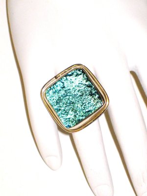 RG057       Dichroic Glass Ring in Sterling Silver