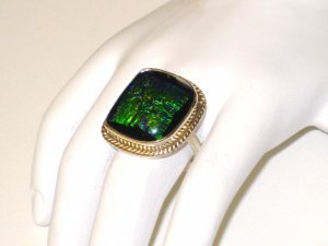 RG058       Dichroic Glass Ring in Sterling Silver