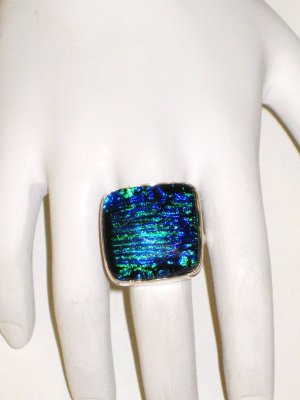 RG059       Dichroic Glass Ring in Sterling Silver