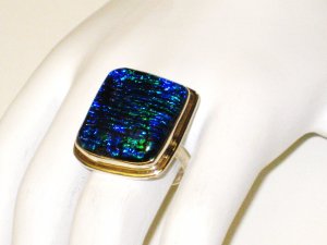 RG061       Dichroic Glass Ring in Sterling Silver