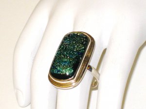 RG063       Dichroic Glass Ring in Sterling Silver