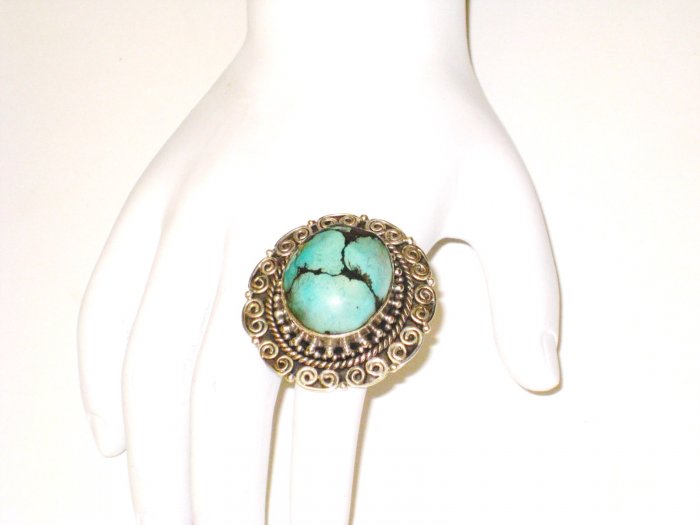 RG065 Turquoise Ring in Sterling Silver, Size 8